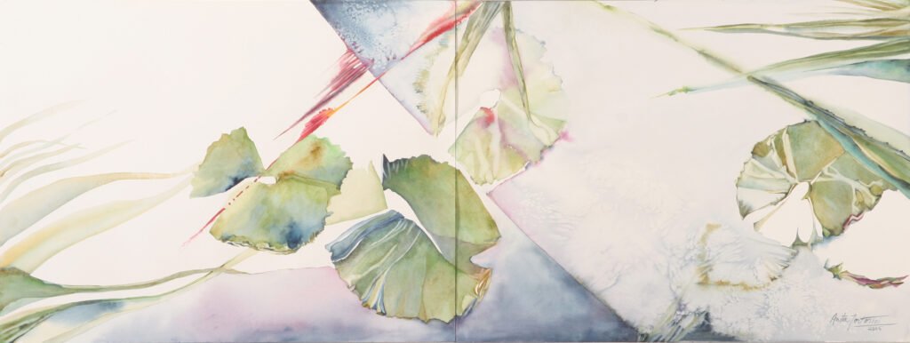 Lazily Floating on the Surface, watercolor on paper by Anita Tortorici