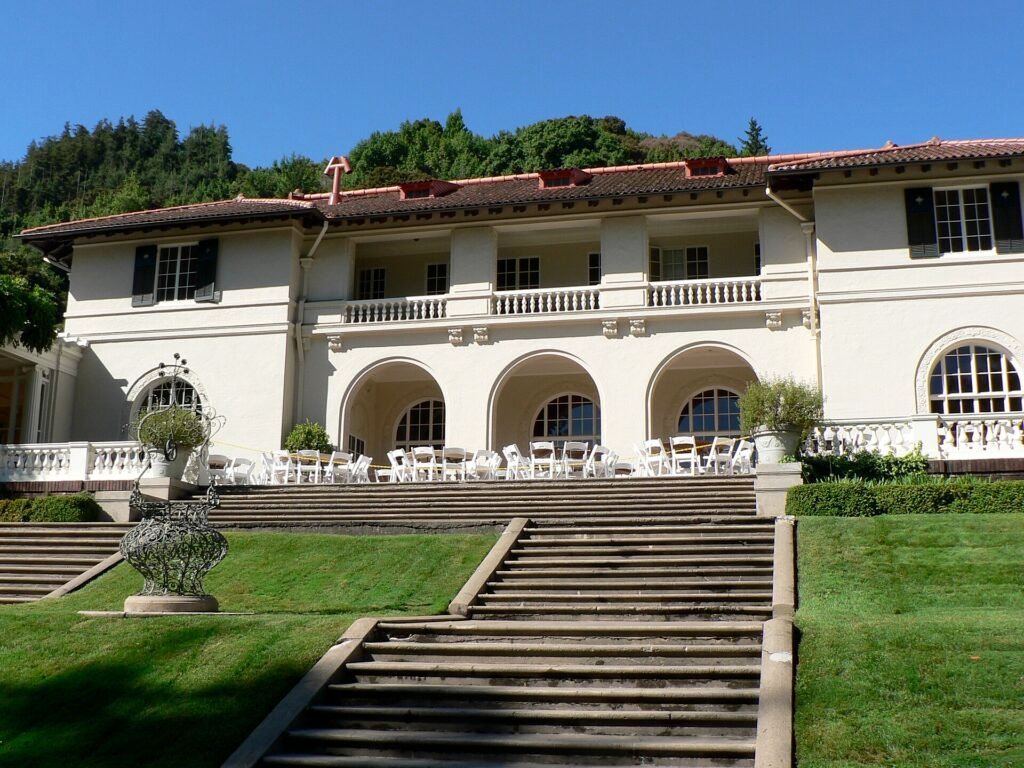 Villa Montalvo in Saratoga, California: a Mediterranean villa above a broad stone stair